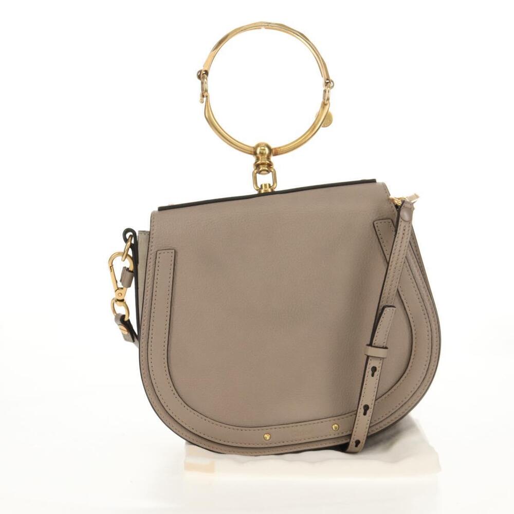 Chloe Nile Medium Bracelet Shoulder Bag Leather Beige Gold Auth 157808 - Picture 12 of 16